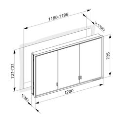 Keuco Royal Lumos Spiegelschrank Wandeinbau 3-türig lange Tür, 1200x735x130mm, Silbe... KEUCO-14335172301 4017214962150 (Abb. 1)