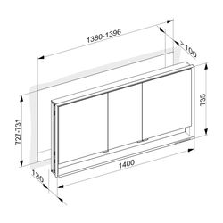 Keuco Royal Lumos Spiegelschrank Wandeinbau 3-türig kurze Tür 1400x735x130mm, Silber... KEUCO-14336171301 4017214962242 (Abb. 1)