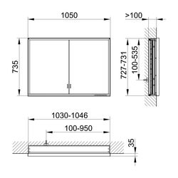 Keuco Royal Lumos Spiegelschrank Wandeinbau 2-türig lange Tür, 1050x735x130mm, Silbe... KEUCO-14338172301 4017214962938 (Abb. 1)