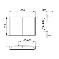 Keuco Somaris Spiegelschrank Wandvorbau 2-türig, mit 1 Steckdose, 1000x710x128mm, Ve... KEUCO-14503002100 4017214974498 (Abb. 1)