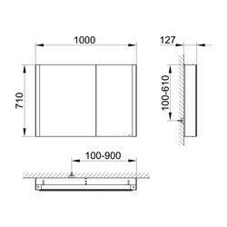 Keuco Somaris Spiegelschrank Wandvorbau 2-türig asymmetrisch, mit Heizung und 1 Stec... KEUCO-14503372201 4017214974467 (Abb. 1)