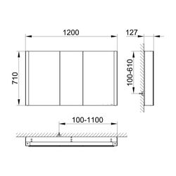 Keuco Somaris Spiegelschrank Wandvorbau 3-türig, mit Spiegelheizung und 2 Steckdosen... KEUCO-14504373101 4017214974580 (Abb. 1)