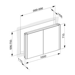 Keuco Somaris Spiegelschrank Wandeinbau 2-türig, mit 1 Steckdose, 1000x710x115mm, We... KEUCO-14513512100 4017214975099 (Abb. 1)