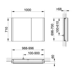 Keuco Somaris Einbau-Spiegelschrank, 2-türig asymmetrisch, 1000x710x115mm, mit Spieg... KEUCO-14513852201 4017214974986 (Abb. 1)