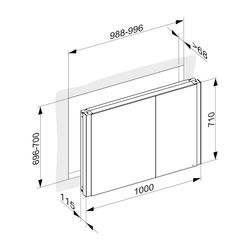 Keuco Somaris Einbau-Spiegelschrank, 2-türig asymmetrisch, 1000x710x115mm, mit Spieg... KEUCO-14513852201 4017214974986 (Abb. 1)