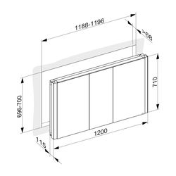 Keuco Somaris Spiegelschrank Wandeinbau 3-türig, mit 2 Steckdosen, 1200x710x115mm, W... KEUCO-14514513100 4017214975198 (Abb. 1)