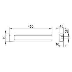 Keuco Aveno Handtuchhalter 2-armig, 450mm, starr, mit Befestigungsset, Verchromt, 14... KEUCO-14618010000 4017214230679 (Abb. 1)