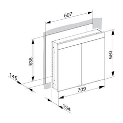 KEUCO Spiegelschrank Edition 400 21501, Wandeinbau, 710 x 650 x 154 mm... KEUCO-21501171301 4017214511891 (Abb. 1)