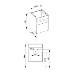 KEUCO Waschtischunterbau, m.Ausz. Stageline 32842 Sd.u.Bel. 500x625x490mm vulk.... KEUCO-32842970100 4017214914487 (Abb. 1)