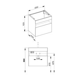 KEUCO Waschtischunterbau m.Ausz. Stageline 32852 Sd.u.Bel. 650x625x490mm cashmere... KEUCO-32852180100 4017214914661 (Abb. 1)