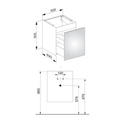 KEUCO Waschtischunterschrank X-Line 33142, 1 Auszug, weiß/Glas weiß, 500x605x490mm... KEUCO-33142300000 4017214608850 (Abb. 1)