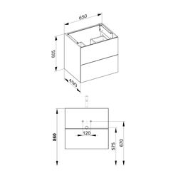 Keuco X-Line Waschtischunterschrank, 650x605x490mm, 2 Frontauszüge, Wandmontage oder... KEUCO-33153290000 4017214923311 (Abb. 1)