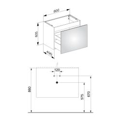 KEUCO Waschtischunterschrank X-Line 33162, 1 Auszug, weiß/Glas weiß, 800x605x490mm... KEUCO-33162300000 4017214609055 (Abb. 1)