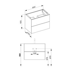 Keuco X-Line Waschtischunterschrank, 800x605x490mm, 2 Frontauszüge, Wandmontage oder... KEUCO-33163180000 4017214923359 (Abb. 1)