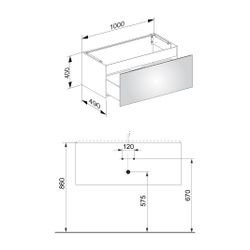 KEUCO Waschtischunterschrank X-Line 33171, 1 Auszug, cashmere/Glas cashmere, 1000x40... KEUCO-33171180000 4017214609093 (Abb. 1)