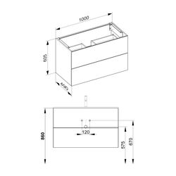 Keuco X-Line Waschtischunterschrank, 1000x605x490mm, 2 Frontauszüge, Wandmontage ode... KEUCO-33173300000 4017214923427 (Abb. 1)