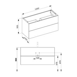 Keuco X-Line Waschtischunterschrank, 1200x605x490mm, 2 Frontauszüge, Wandmontage ode... KEUCO-33183300000 4017214923472 (Abb. 1)
