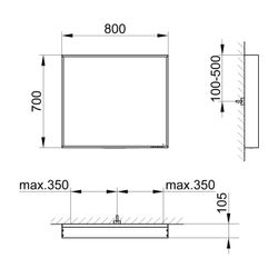 KEUCO Lichtspiegel X-Line 33296, 1 Lichtfarbe, anthrazit, 800x700x105mm... KEUCO-33296112500 4017214607112 (Abb. 1)