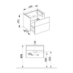 KEUCO Waschtischunterschrank Royal Reflex 34040, 1 Auszug, schwarz/schwarz, 496x450x... KEUCO-34040570000 4017214584109 (Abb. 1)