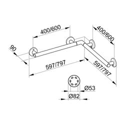 Keuco Plan Care Dusch- und Wannenhandlauf 597/597mm, Silber eloxiert, 34911174400... KEUCO-34911174400 4017214177288 (Abb. 1)