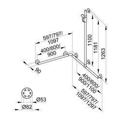 Keuco Plan Care Duschhandlauf mit Brausestange 1097/597/1263mm, Silber eloxiert, 349... KEUCO-34915179411 4017214965076 (Abb. 1)