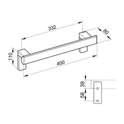 Keuco Axess Haltegriff 400mm, waagerechte Montage, mit 2x Befestigungsset 1, Silber ... KEUCO-35001170400 4017214902163 (Abb. 1)