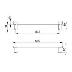 Keuco Axess Haltegriff 600mm, waagerechte Montage, mit 2x Befestigungsset 1, Silber ... KEUCO-35001170600 4017214902187 (Abb. 1)
