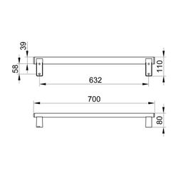 Keuco Axess Haltegriff 700mm, waagerechte Montage, mit 2x Befestigungsset 1, Silber ... KEUCO-35001170700 4017214902194 (Abb. 1)