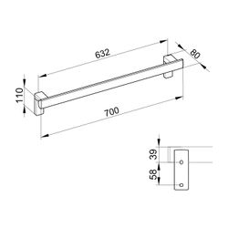 Keuco Axess Haltegriff 700mm, waagerechte Montage, mit 2x Befestigungsset 1, Silber ... KEUCO-35001170700 4017214902194 (Abb. 1)