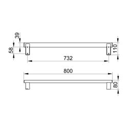 Keuco Axess Haltegriff 800mm, waagerechte Montage, mit 2x Befestigungsset 1, Silber ... KEUCO-35001170800 4017214902200 (Abb. 1)