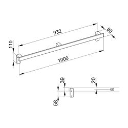 Keuco Axess Haltegriff 1000mm, waagerechte Montage, mit 2x Befestigungsset 1, Silber... KEUCO-35001171000 4017214902224 (Abb. 1)