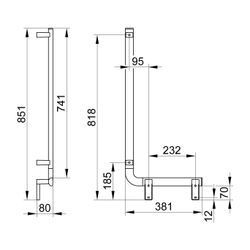 Keuco Axess Winkelgriff 90 Grad rechts, 400/800mm, mit 2x Befestigungsset 1, Verchro... KEUCO-35006010801 4017214902309 (Abb. 1)