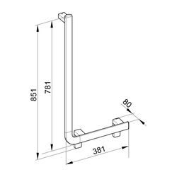 Keuco Axess Winkelgriff 90 Grad links, 400/800mm, mit 2x Befestigungsset 1, Silber e... KEUCO-35006170802 4017214902330 (Abb. 1)