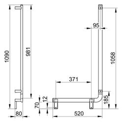 Keuco Axess Winkelgriff 90 Grad links, 520/1090mm, mit 2x Befestigungsset 1, Verchro... KEUCO-35006011002 4017214073603 (Abb. 1)