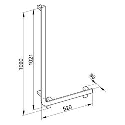 Keuco Axess Winkelgriff 90 Grad links, 520/1090mm, mit 2x Befestigungsset 1, Verchro... KEUCO-35006011002 4017214073603 (Abb. 1)