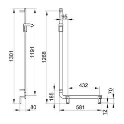 Keuco Axess Winkelgriff 90 Grad rechts mit Brauseschieber, 600/1300mm, mit 2x Befest... KEUCO-35006171301 4017214902385 (Abb. 1)