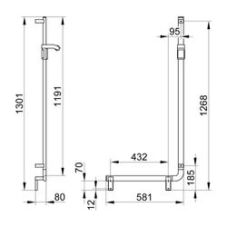 Keuco Axess Winkelgriff 90 Grad links mit Brauseschieber, 600/1300mm, mit 2x Befesti... KEUCO-35006011302 4017214902378 (Abb. 1)