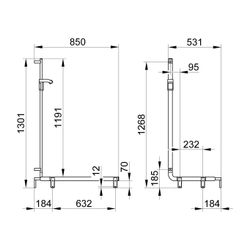 Keuco Axess Duschhandlauf mit Brausestange rechts, 850x531x1301mm, mit 3x Befestigun... KEUCO-35008378601 4017214902569 (Abb. 1)