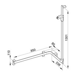 Keuco Axess Duschhandlauf mit Brausestange rechts, 850x531x1301mm, mit 3x Befestigun... KEUCO-35008178601 4017214902521 (Abb. 1)