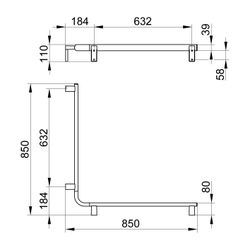 Keuco Axess Dusch- und Wannenhandlauf, 800/800mm, mit 3x Befestigungsset 1, Silber e... KEUCO-35011178800 4017214902446 (Abb. 1)