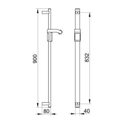 Keuco Axess Brausestange für Schläuche mit konischer Mutter, 900mm, mit Befestigungs... KEUCO-35012370900 4017214908424 (Abb. 1)