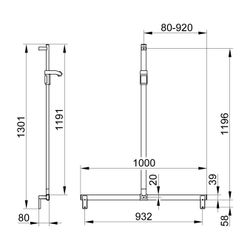 Keuco Axess Duschhandlauf mit Brausestange, 1000/1301mm, mit 2x Befestigungsset 1, S... KEUCO-35014371013 4017214902651 (Abb. 1)