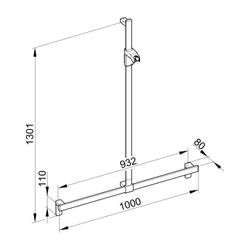 Keuco Axess Duschhandlauf mit Brausestange, 1000/1301mm, mit 2x Befestigungsset 1, S... KEUCO-35014371013 4017214902651 (Abb. 1)