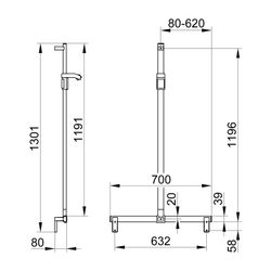 Keuco Axess Duschhandlauf mit Brausestange, 700/1301mm, mit 2x Befestigungsset 1, Sc... KEUCO-35014377013 4017214902644 (Abb. 1)