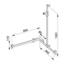 Keuco Axess Duschhandlauf mit Brausestange rechts, 850x850x1301mm, mit 4x Befestigun... KEUCO-35015170101 4017214902958 (Abb. 1)