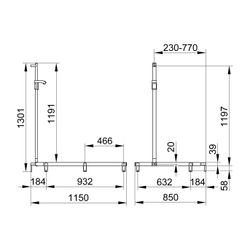 Keuco Axess Duschhandlauf mit Brausestange rechts, 1150x850x1301mm, mit 4x Befestigu... KEUCO-35015170301 4017214902996 (Abb. 1)