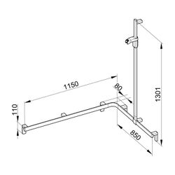 Keuco Axess Duschhandlauf mit Brausestange rechts, 1150x850x1301mm, mit 4x Befestigu... KEUCO-35015170301 4017214902996 (Abb. 1)