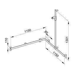 Keuco Axess Duschhandlauf mit Brausestange rechts, 1150x1150x1301mm, mit 4x Befestig... KEUCO-35015370401 4017214903092 (Abb. 1)