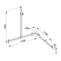 Keuco Axess Duschhandlauf mit Brausestange links, 1150x1150x1301mm, mit 4x Befestigu... KEUCO-35015010402 4017214902743 (Abb. 1)