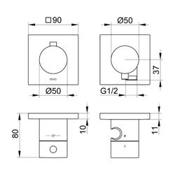 Keuco Edition 11 Thermostatarmatur-Set Unterputz 2-Wege mit Schlauchanschluss und Br... KEUCO-51153131222 4017214940257 (Abb. 1)